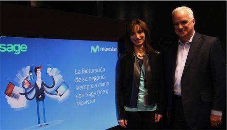 Marisa Urquía Directora de Marketing, Ingeniería y GPO de Empresas en Telefónica España y Alan Laing, Vicepresidente Ejecutivo de Partners y Alianzas de Sage.