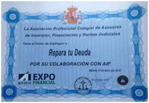 Repara tu Deuda recibe una distinción de Honor por su colaboración en Expofinancial 2016
