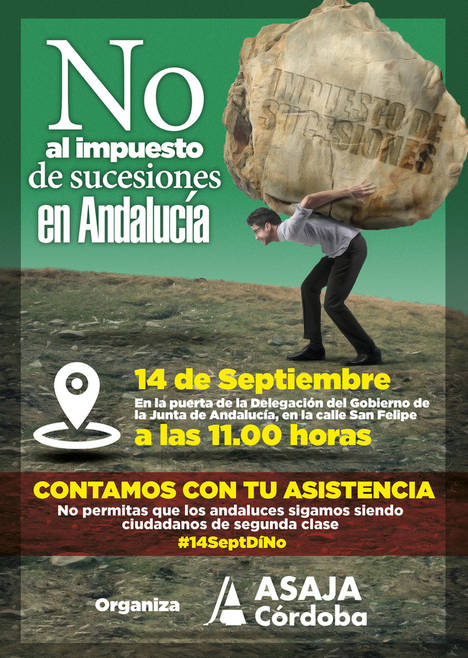 Asaja Córdoba organizará una protesta contra el impuesto de sucesiones para el 14 de septiembre