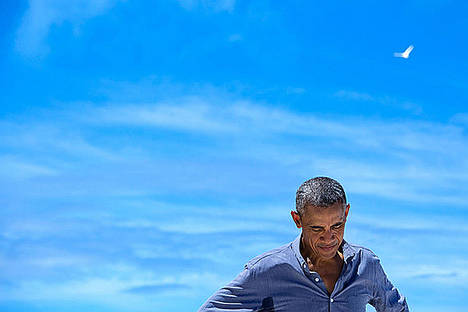 Barack Obama durante su visita a las islas Midway, en Hawái, en septiembre de 2016