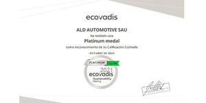 ALD Automotive consigue, por segundo año consecutivo, la certificación ECOVADIS PLATINUM