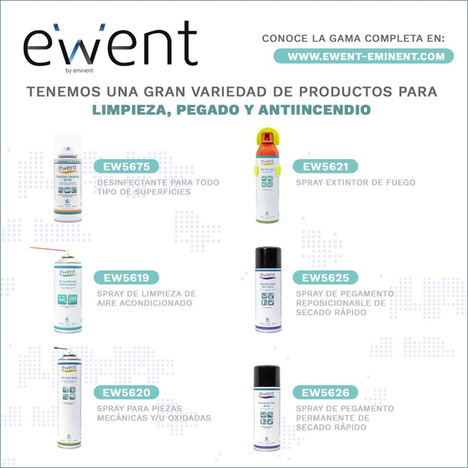 Ewent cuenta con una gran variedad de productos para limpieza, pegado y antiincendios