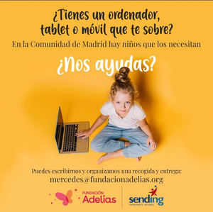 Fundación Adelias apoya a las familias que carecen de equipos informáticos para que sus hijos asistan a clases online