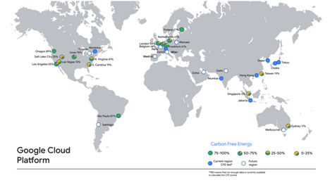 Google Cloud comparte el porcentaje de energía limpia que utilizan sus regiones de datos