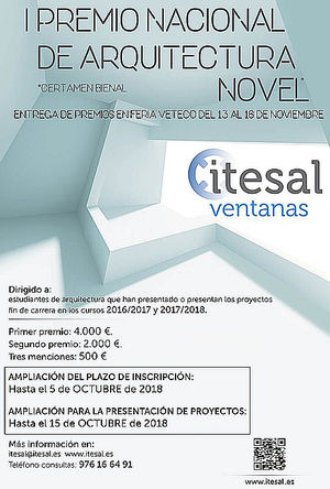ITESAL amplía el plazo de su I Premio Nacional de Arquitectura Novel ITESAL VETECO 2018