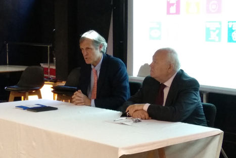 Ignacio Pi, responsable global de Mediapost, y Miguel Ángel Moratinos, presidente de REDS, en el II Desayuno ODS.