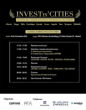 “Invest in Cities” llega este lunes a Madrid de la mano de 10 importantes ciudades españolas que presentarán sus proyectos de crecimiento