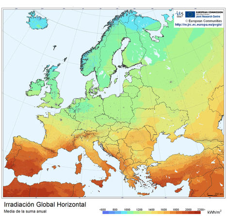 Irradiación solar en Europa.