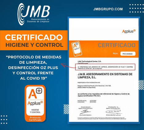 JMB GRUPO certifica, con Applus, su protocolo frente al COVID19