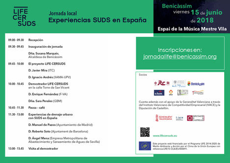 El proyecto LIFE CERSUDS acogerá a prestigiosos expertos sobre SUDS en Benicàssim