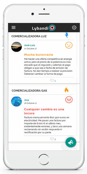 Lybandi, la app para denunciar lo malo y ensalzar lo bueno de las compañías de luz, gas y telecomunicaciones