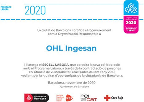 OHL Servicios-Ingesan, reconocida como Empresa Responsable por su compromiso con la inserción laboral de colectivos desfavorecidos