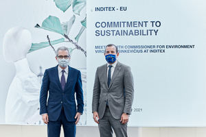 El comisario de Medio Ambiente de la UE visita las instalaciones de Inditex