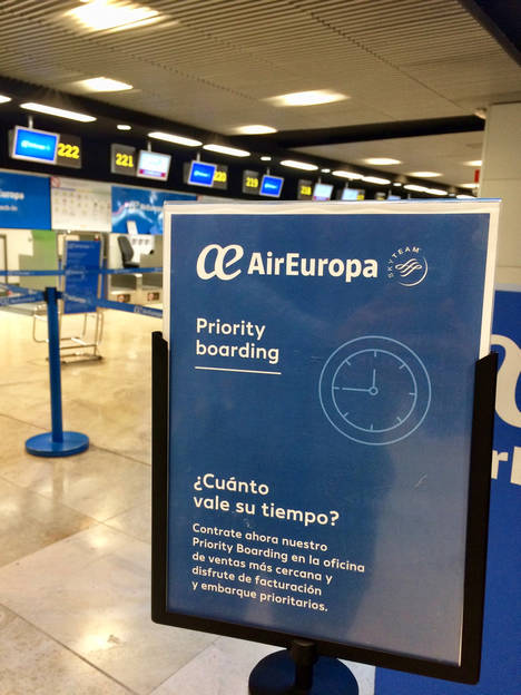 Air Europa activa su servicio de facturación y embarque prioritarios en todos los aeropuertos nacionales donde opera
