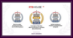 RTB House premiada con un oro y dos platas Stevie Awards de los International Business Awards 2019