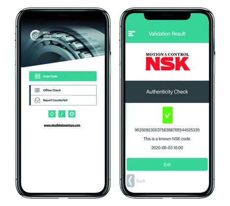 NSK ha unido fuerzas con la WBA para crear una aplicación para detectar las posibles falsificaciones que afectan a múltiples fabricantes.