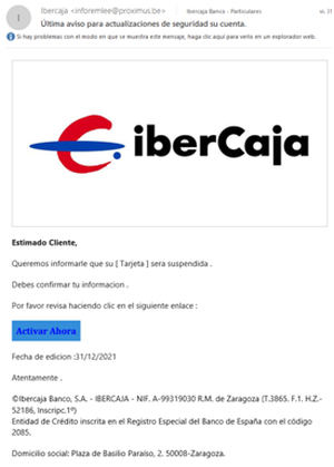 ESET descubre una nueva campaña de phishing dirigida a Ibercaja y Liberbank