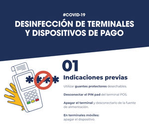 ¿Cómo desinfectar los terminales y dispositivos de pago?