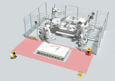 Protección dinámica de estaciones de transferencia de AGV/robot.